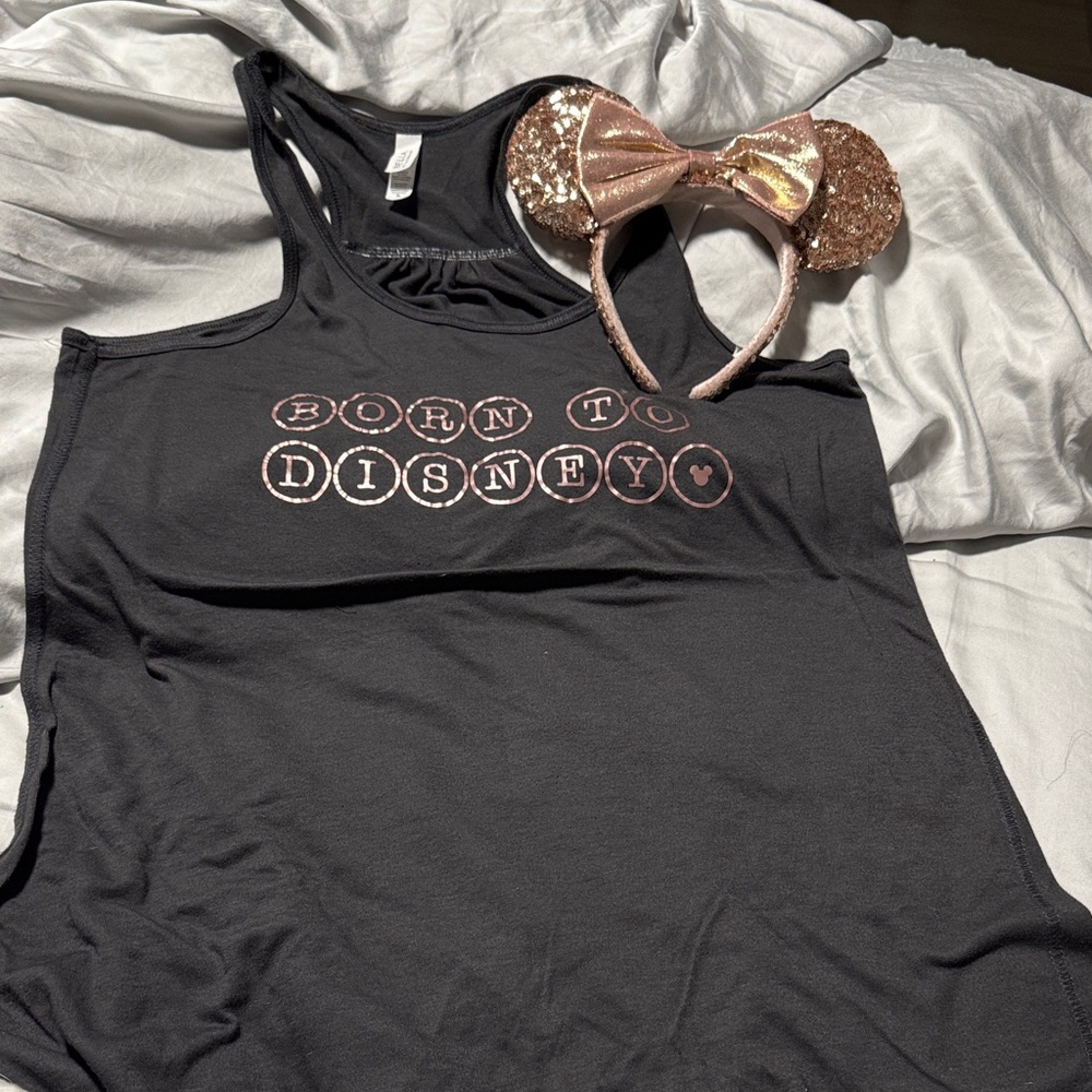Disney Women's Black and Pink Tank Top